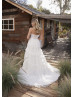 Strapless Ivory Lace Tulle Ruffled Unique Wedding Dress